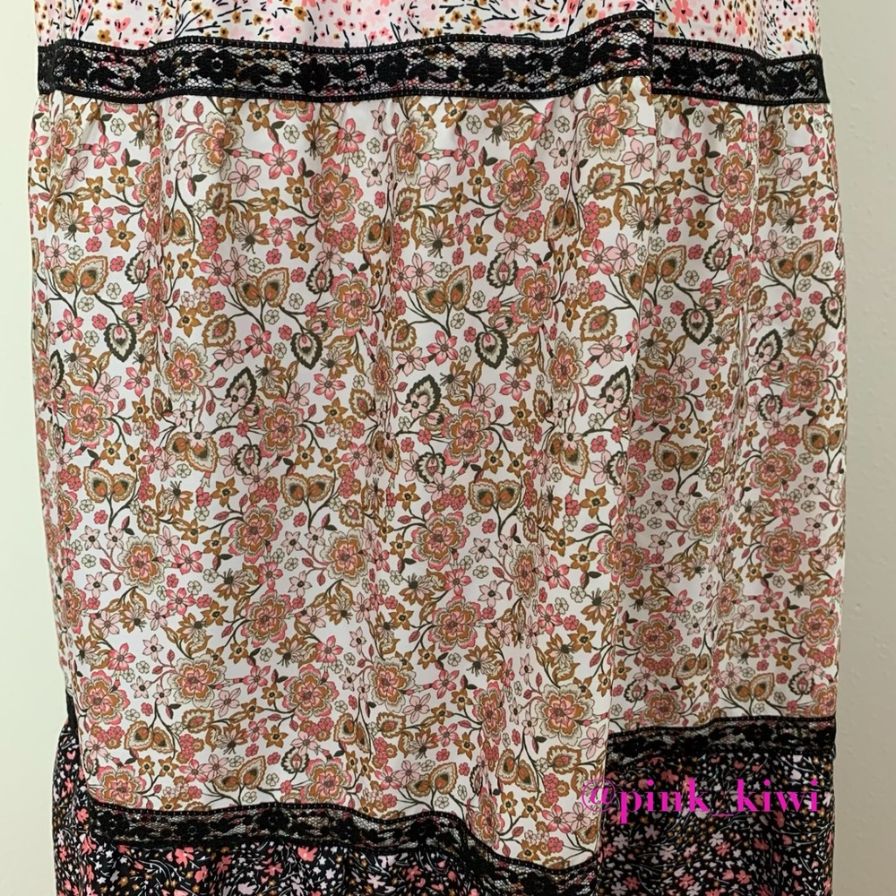 H Halston Floral and Lace Washed Satin Maxi Skirt - Picture 6 of 12